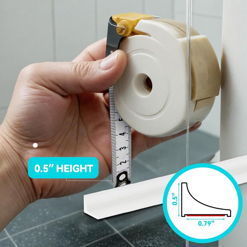 DLYYPLUS Store Shower Threshold Water Dam Barrier 39", Silicone Sealant Included, Collapsible Self-Adhesive Water Blocker, Shower Door Water Stopper for Floor Bathroom Kitchen Bathtub Sink - Image 3